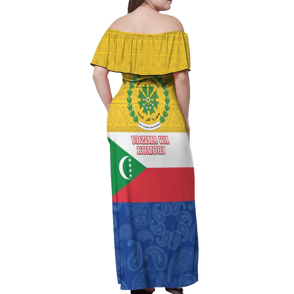 Comoros Is In My DNA Off Shoulder Maxi Dress Udzima wa Komori - African Paisley Pattern - Wonder Print Shop