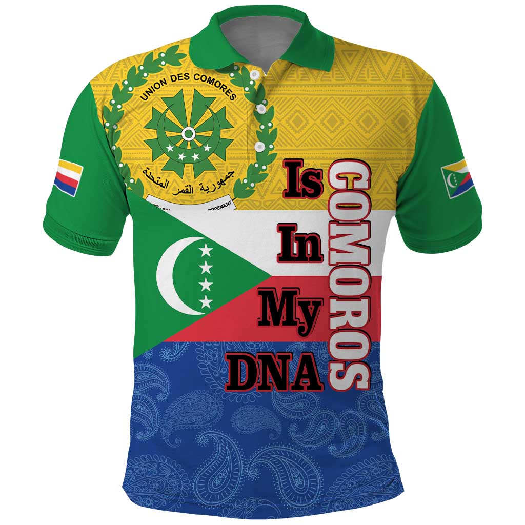 Comoros Is In My DNA Polo Shirt Udzima wa Komori - African Paisley Pattern - Wonder Print Shop
