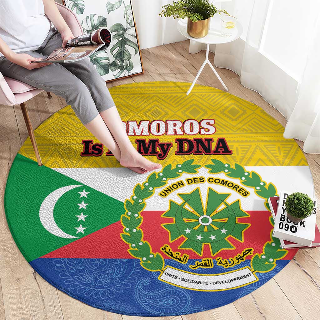 Comoros Is In My DNA Round Carpet Udzima wa Komori - African Paisley Pattern