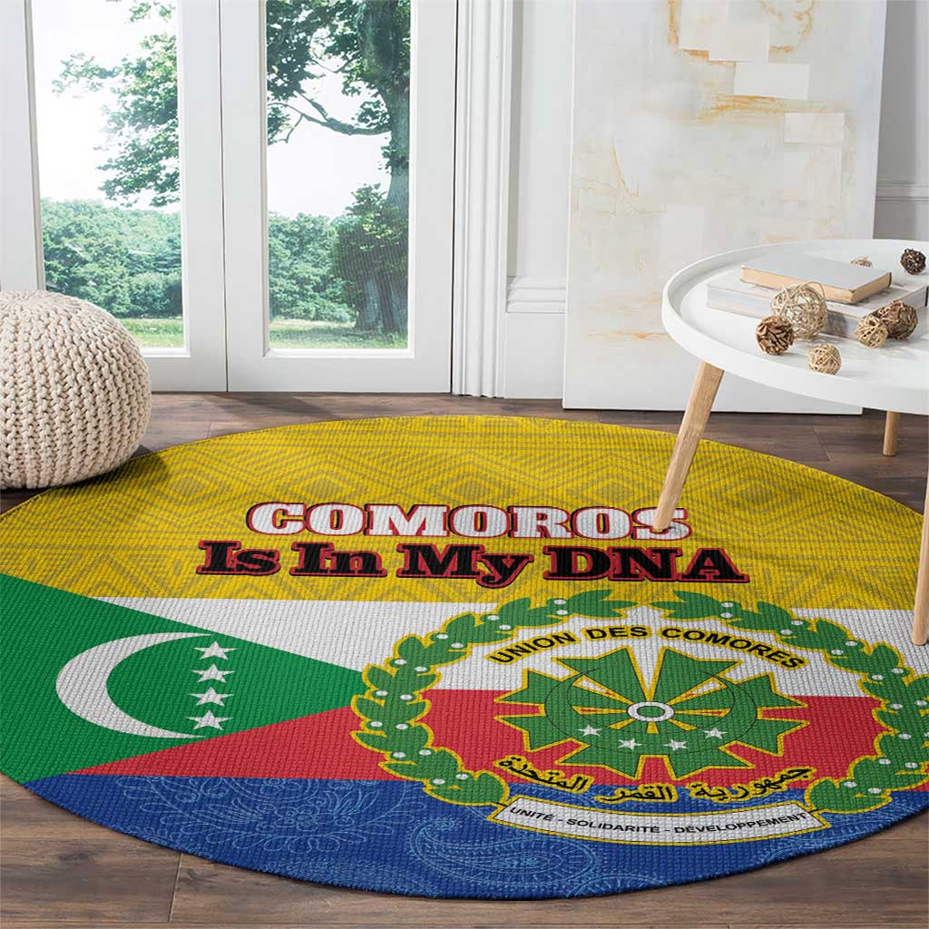 Comoros Is In My DNA Round Carpet Udzima wa Komori - African Paisley Pattern