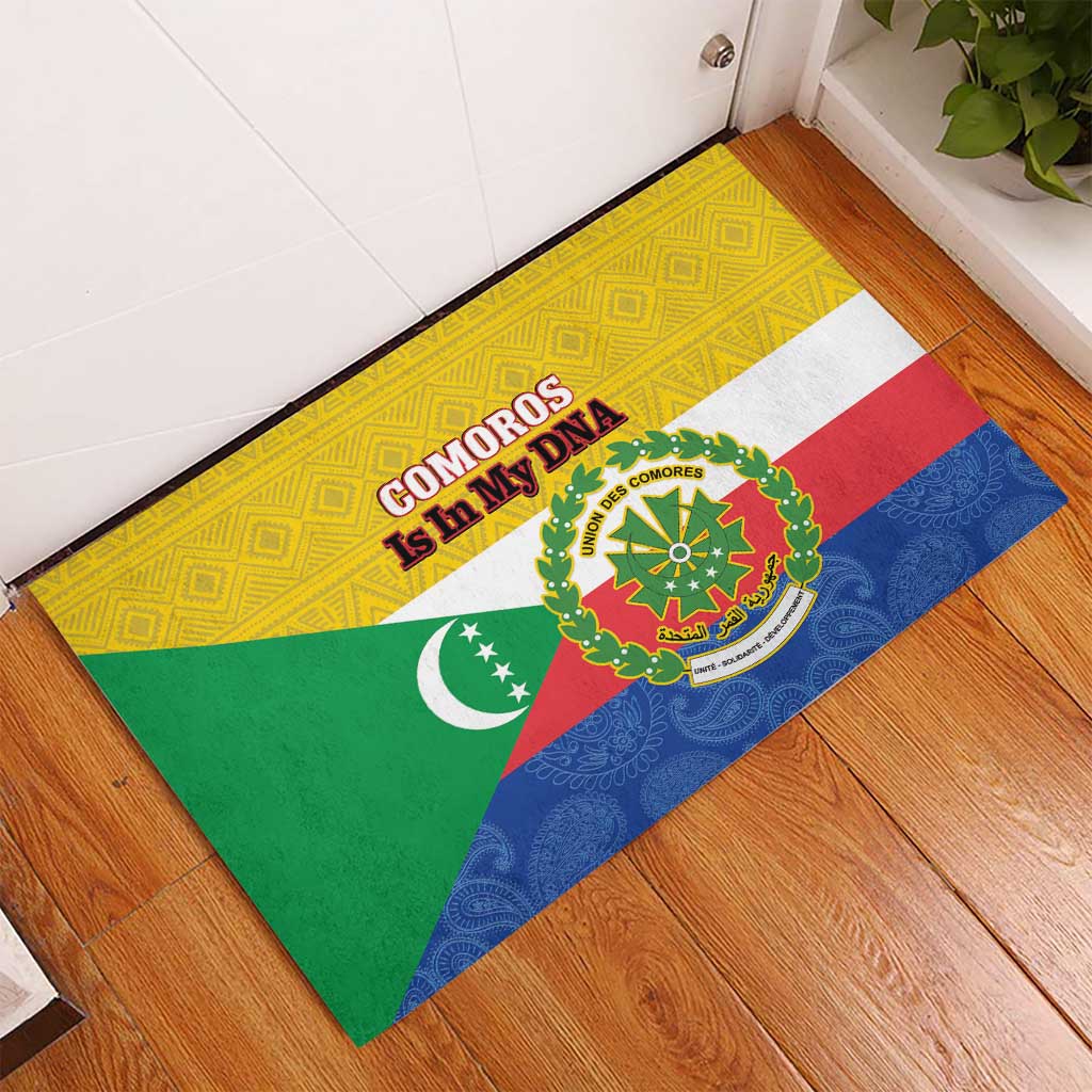 Comoros Is In My DNA Rubber Doormat Udzima wa Komori - African Paisley Pattern - Wonder Print Shop