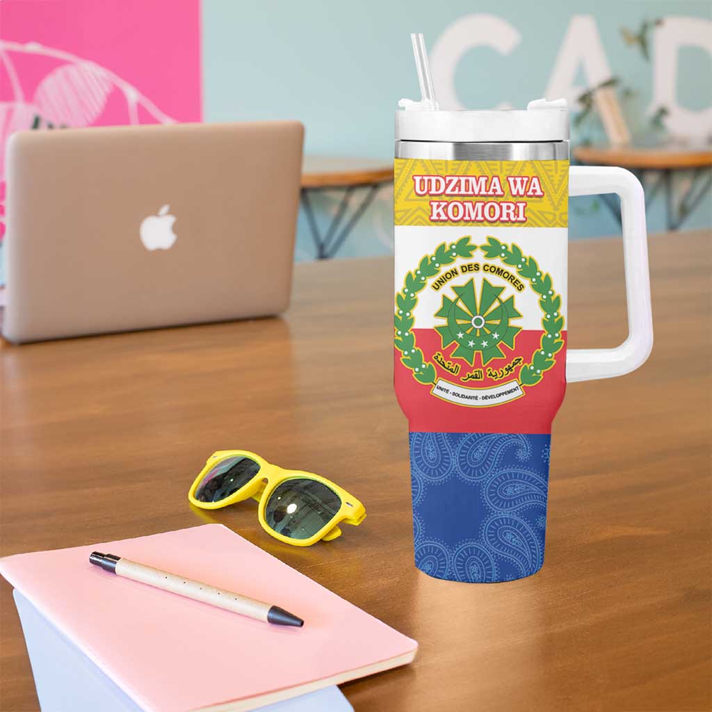 Comoros Is In My DNA Tumbler With Handle Udzima wa Komori - African Paisley Pattern - Wonder Print Shop