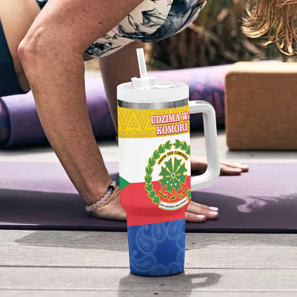 Comoros Is In My DNA Tumbler With Handle Udzima wa Komori - African Paisley Pattern - Wonder Print Shop