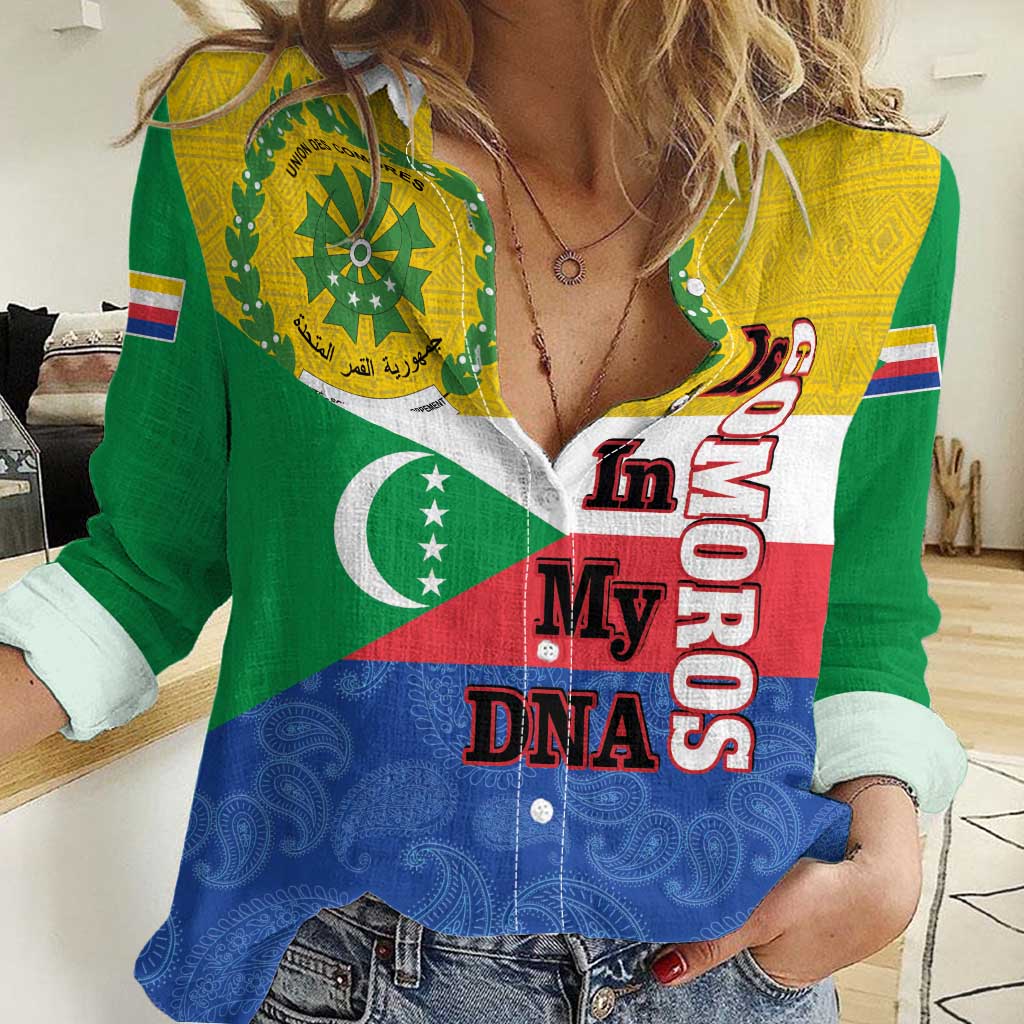 Comoros Is In My DNA Women Casual Shirt Udzima wa Komori - African Paisley Pattern - Wonder Print Shop
