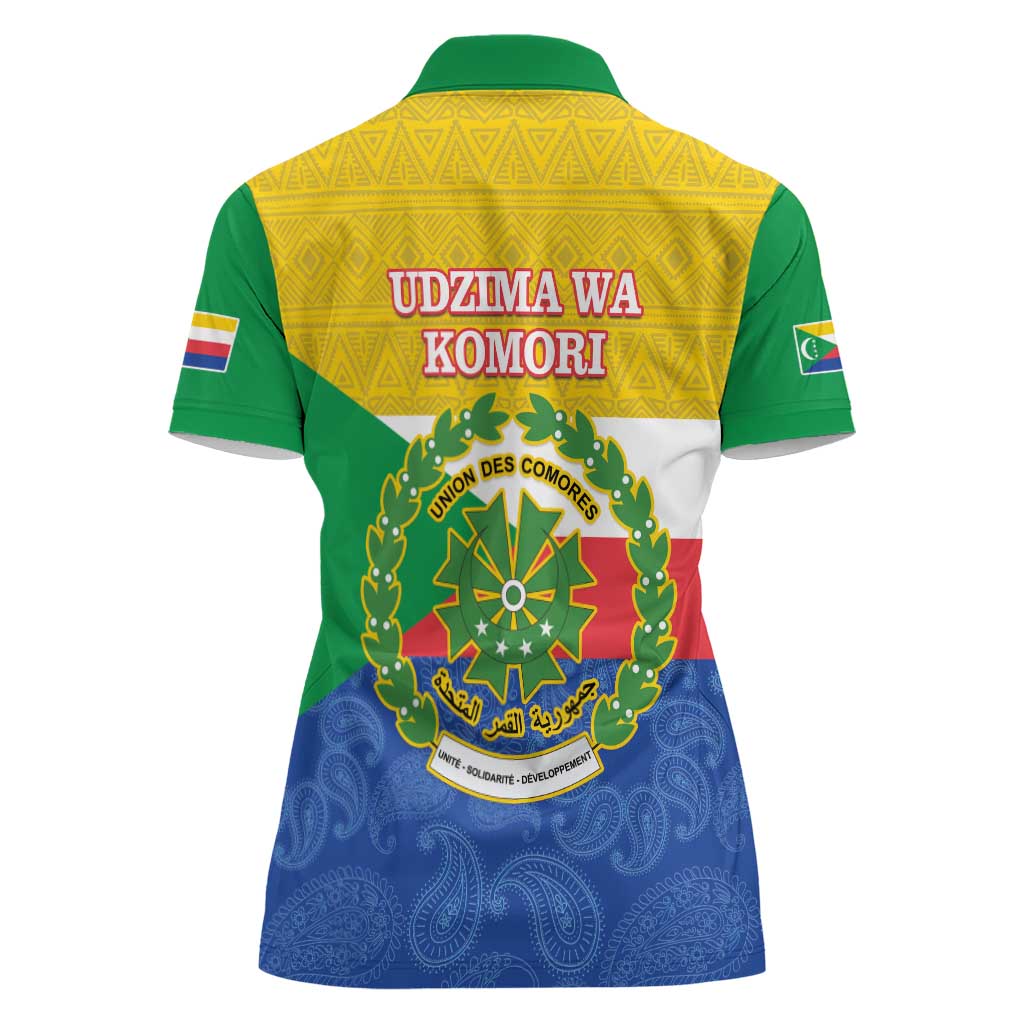 Comoros Is In My DNA Women Polo Shirt Udzima wa Komori - African Paisley Pattern - Wonder Print Shop