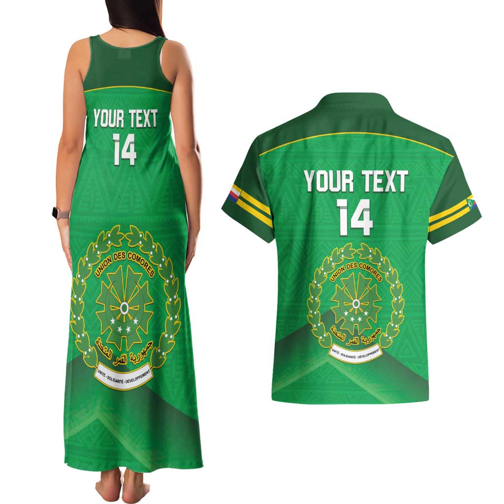 Custom Comoros Football Couples Matching Tank Maxi Dress and Hawaiian Shirt Allez Les Coelacantes - Wonder Print Shop