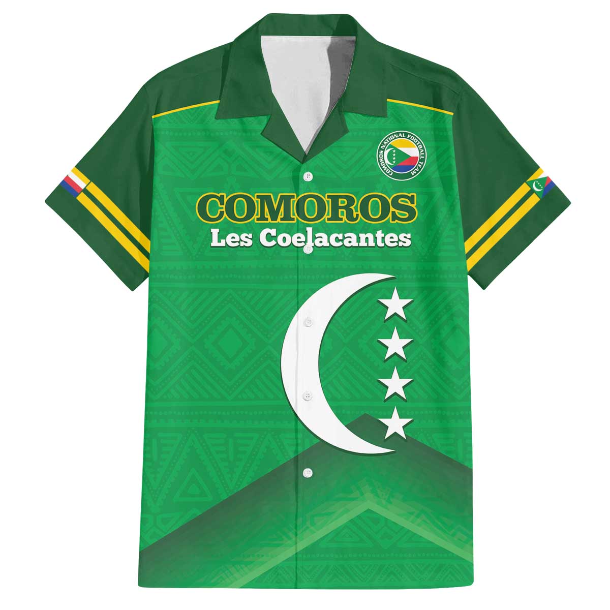Custom Comoros Football Family Matching Off The Shoulder Long Sleeve Dress and Hawaiian Shirt Allez Les Coelacantes - Wonder Print Shop