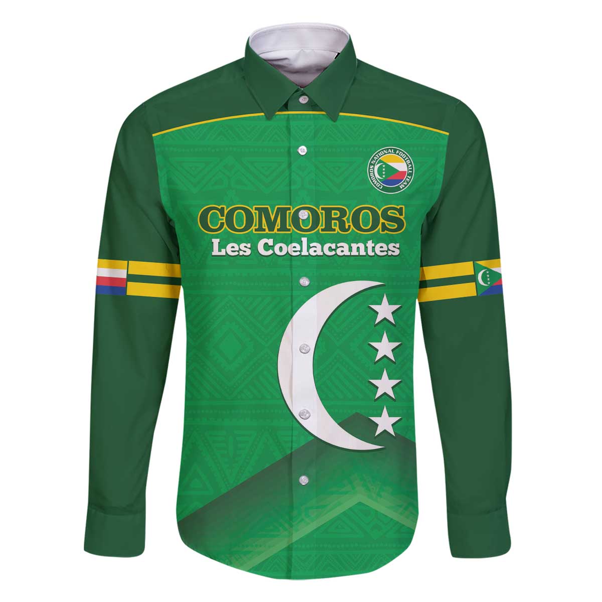 Custom Comoros Football Family Matching Off The Shoulder Long Sleeve Dress and Hawaiian Shirt Allez Les Coelacantes - Wonder Print Shop