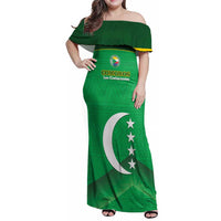 Custom Comoros Football Family Matching Off Shoulder Maxi Dress and Hawaiian Shirt Allez Les Coelacantes - Wonder Print Shop