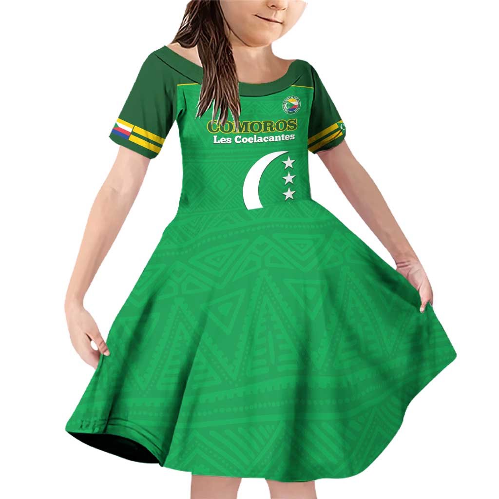 Custom Comoros Football Family Matching Off Shoulder Short Dress and Hawaiian Shirt Allez Les Coelacantes - Wonder Print Shop