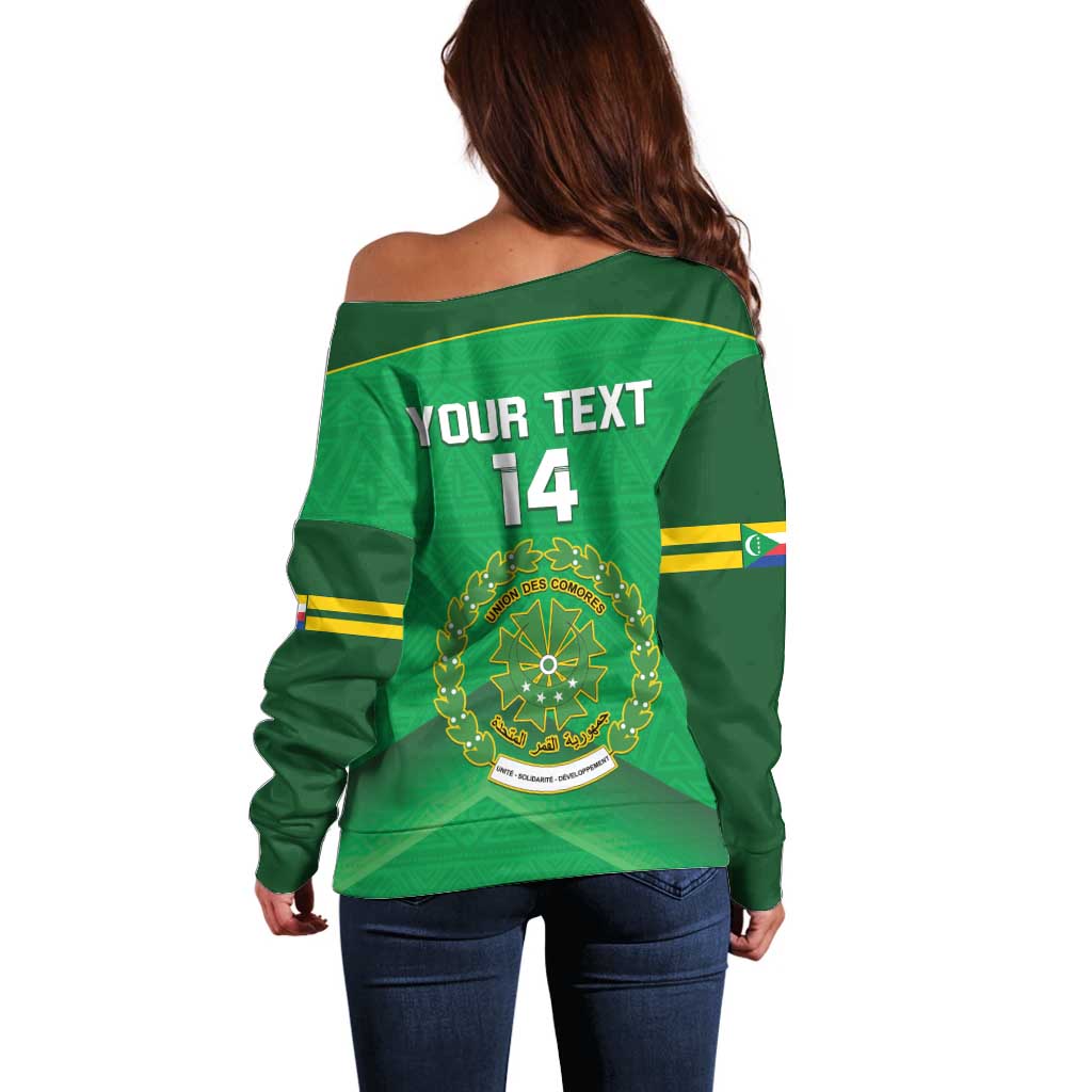 Custom Comoros Football Off Shoulder Sweater Allez Les Coelacantes - Wonder Print Shop