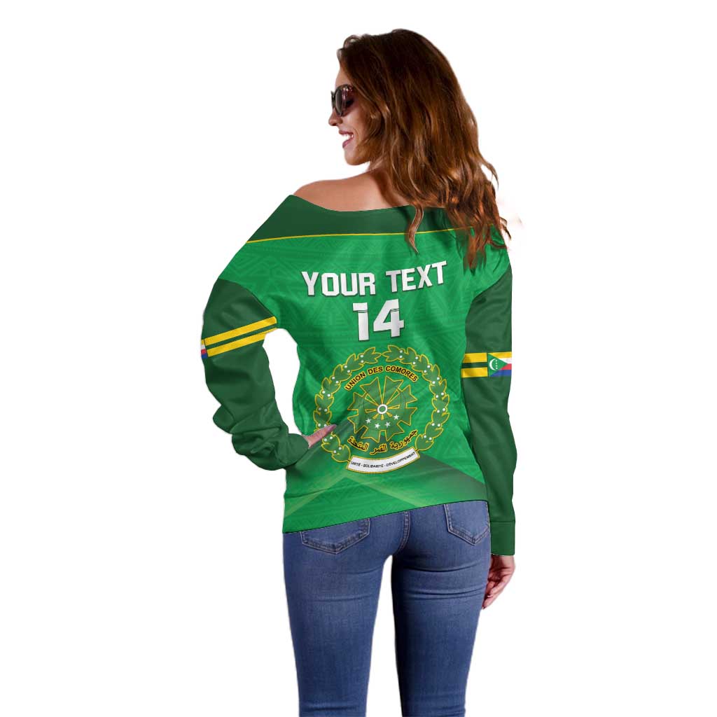 Custom Comoros Football Off Shoulder Sweater Allez Les Coelacantes - Wonder Print Shop