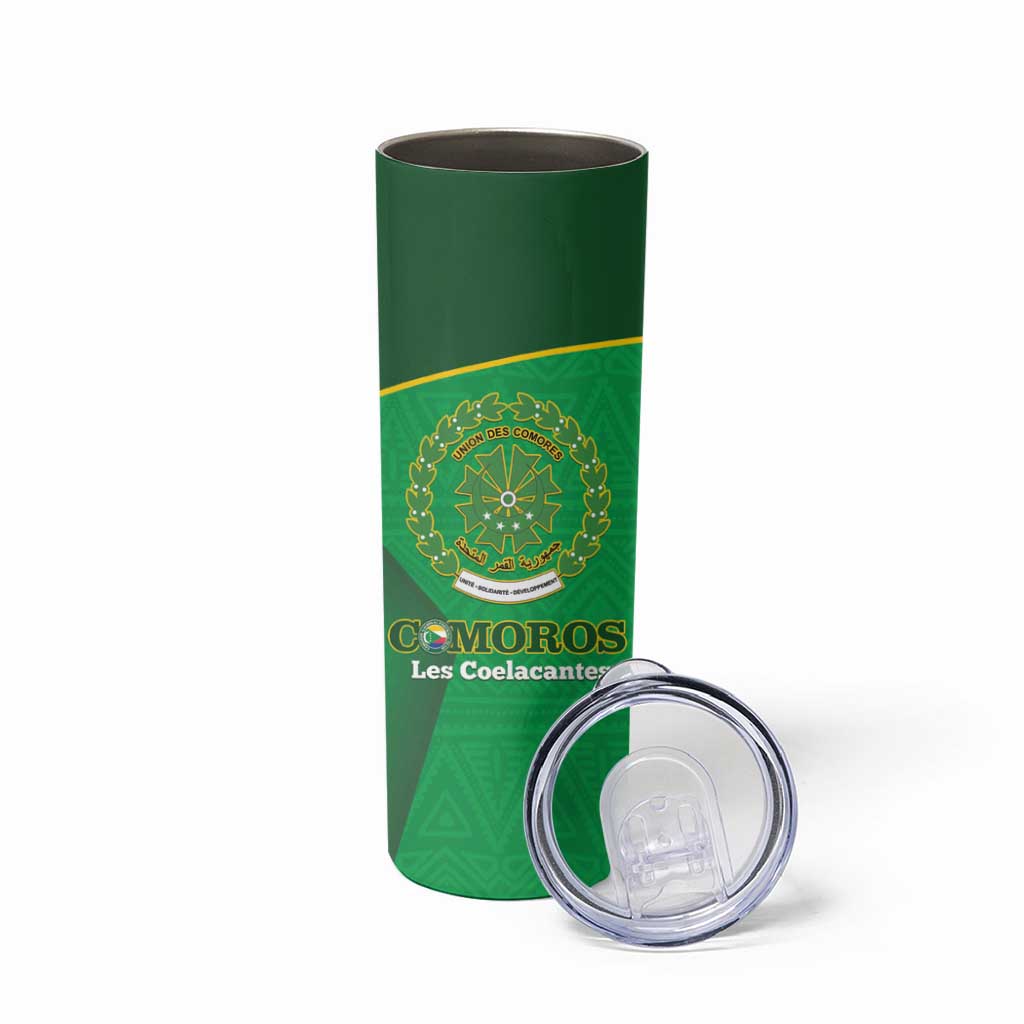 Custom Comoros Football Skinny Tumbler Allez Les Coelacantes - Wonder Print Shop