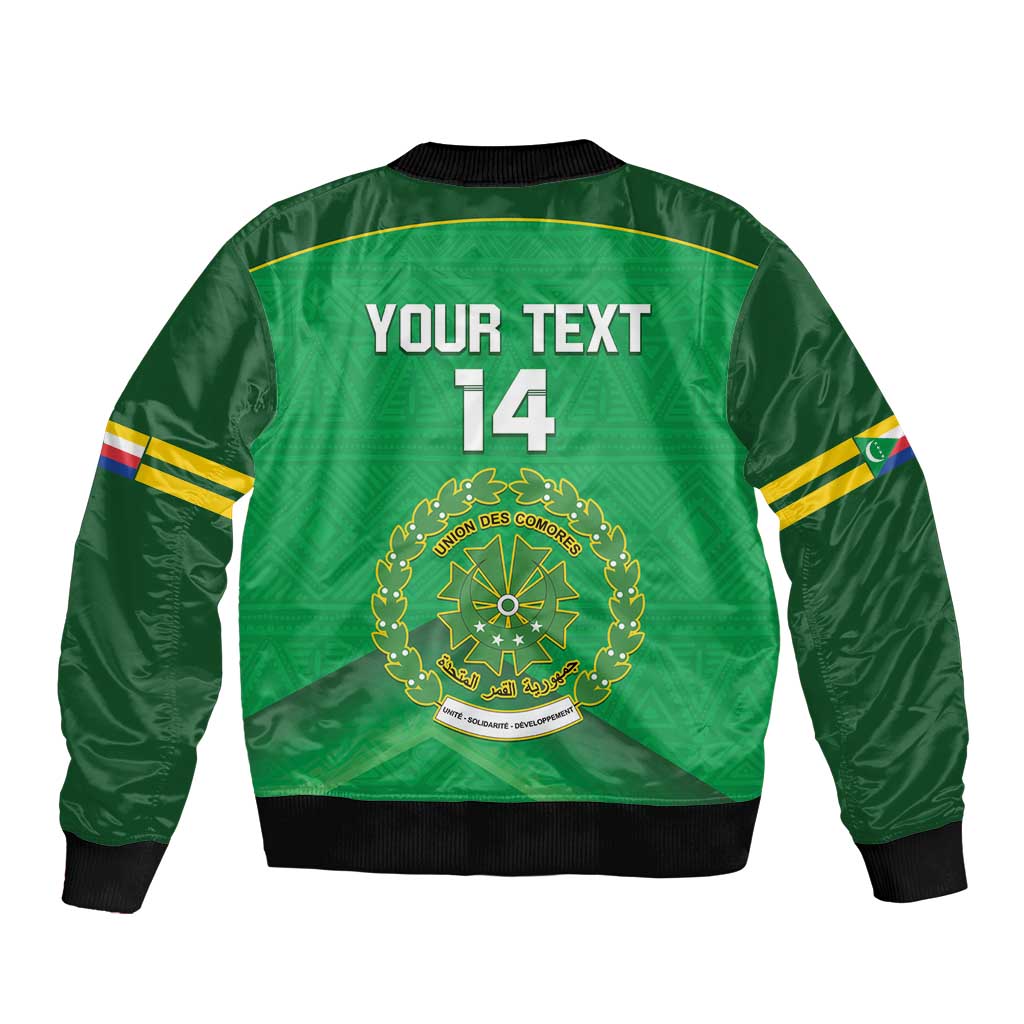 Custom Comoros Football Sleeve Zip Bomber Jacket Allez Les Coelacantes - Wonder Print Shop