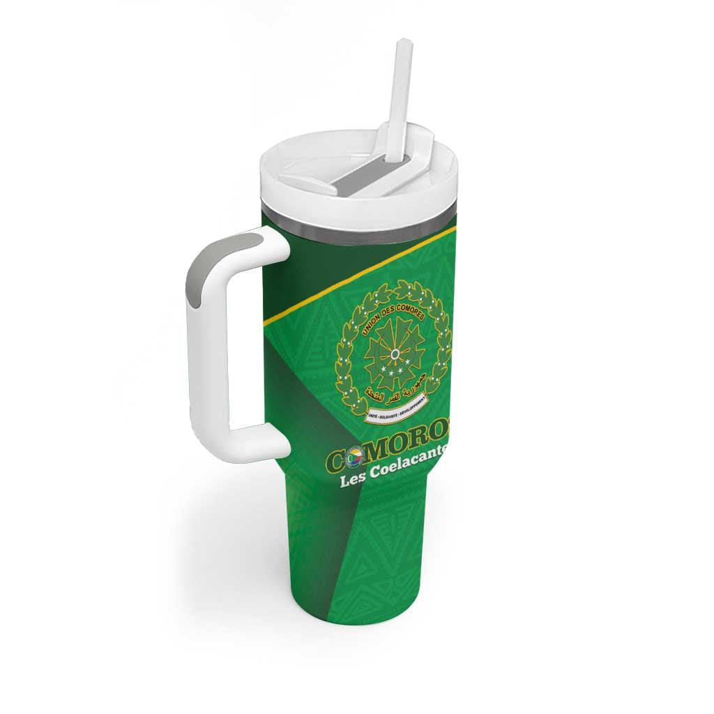 Custom Comoros Football Tumbler With Handle Allez Les Coelacantes - Wonder Print Shop