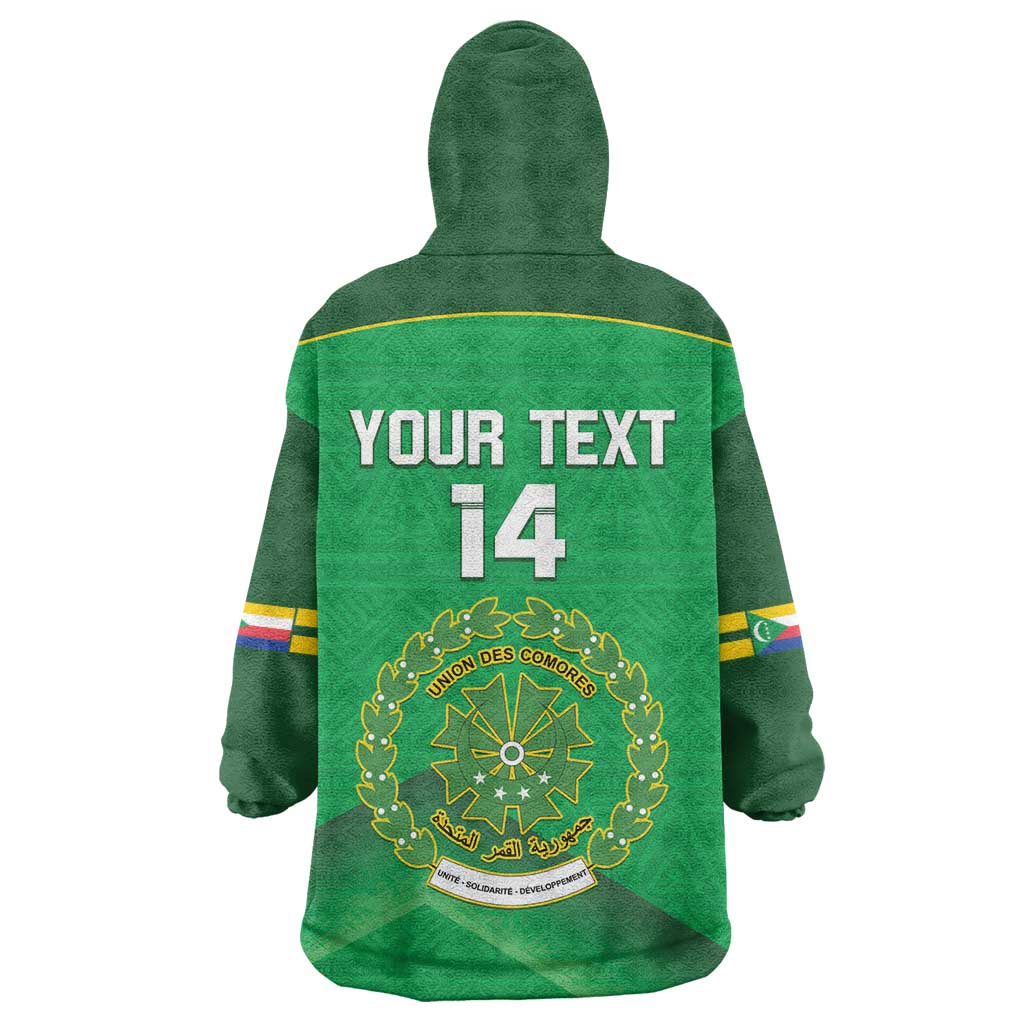 Custom Comoros Football Wearable Blanket Hoodie Allez Les Coelacantes - Wonder Print Shop