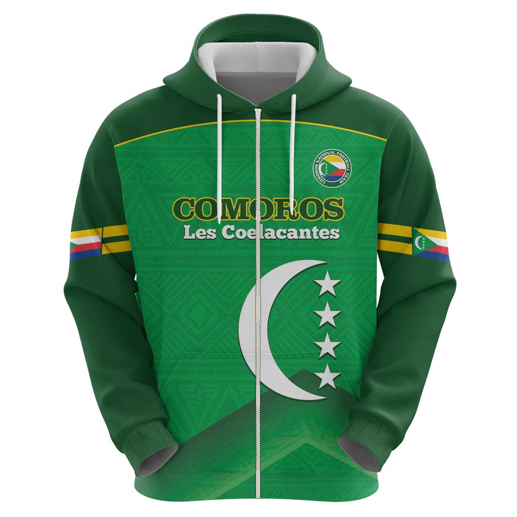 Custom Comoros Football Zip Hoodie Allez Les Coelacantes - Wonder Print Shop