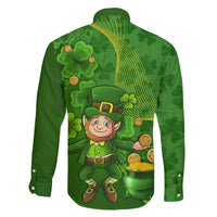 Happy St Patricks Day Family Matching Long Sleeve Bodycon Dress and Hawaiian Shirt 2024 Irish Shamrocks With Lucky Leprechaun - Wonder Print Shop