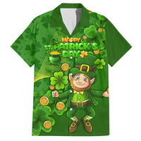 Happy St Patricks Day Family Matching Off Shoulder Short Dress and Hawaiian Shirt 2024 Irish Shamrocks With Lucky Leprechaun - Wonder Print Shop