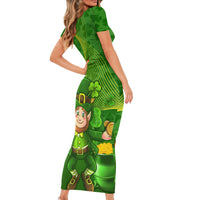 Happy St Patricks Day Family Matching Short Sleeve Bodycon Dress and Hawaiian Shirt 2024 Irish Shamrocks With Lucky Leprechaun - Wonder Print Shop