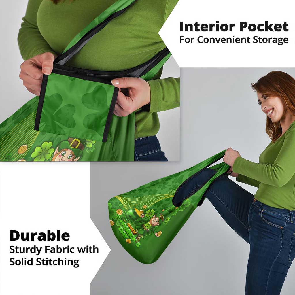 St Patrick's Day Grocery Bag Irish Shamrocks With Lucky Leprechaun