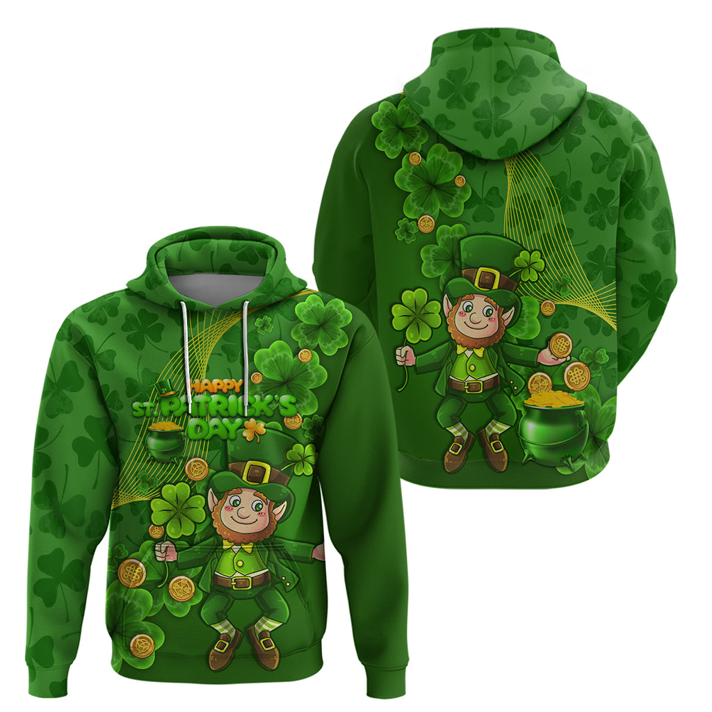 Happy St Patricks Day Hoodie 2024 Irish Shamrocks With Lucky Leprechaun - Wonder Print Shop
