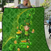 Happy St Patricks Day Quilt 2024 Irish Shamrocks With Lucky Leprechaun - Wonder Print Shop