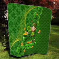 Happy St Patricks Day Quilt 2024 Irish Shamrocks With Lucky Leprechaun - Wonder Print Shop