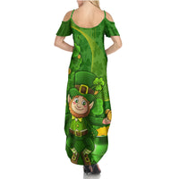 Happy St Patricks Day Summer Maxi Dress 2024 Irish Shamrocks With Lucky Leprechaun - Wonder Print Shop