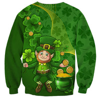 Happy St Patricks Day Sweatshirt 2024 Irish Shamrocks With Lucky Leprechaun - Wonder Print Shop