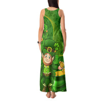 Happy St Patricks Day Tank Maxi Dress 2024 Irish Shamrocks With Lucky Leprechaun - Wonder Print Shop