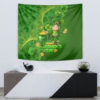 Happy St Patricks Day Tapestry 2024 Irish Shamrocks With Lucky Leprechaun - Wonder Print Shop