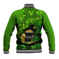 Happy St Patricks Day Baseball Jacket La Fheile Padraig Shamrock Style - Wonder Print Shop