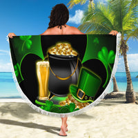 Happy St Patricks Day Beach Blanket La Fheile Padraig Shamrock Style - Wonder Print Shop