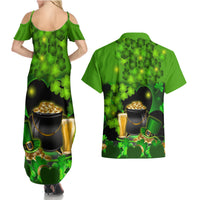 Happy St Patricks Day Couples Matching Summer Maxi Dress and Hawaiian Shirt La Fheile Padraig Shamrock Style - Wonder Print Shop