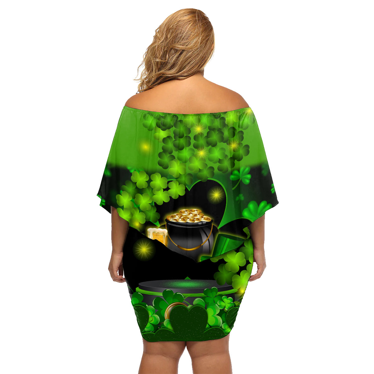 Happy St Patricks Day Family Matching Off Shoulder Short Dress and Hawaiian Shirt La Fheile Padraig Shamrock Style - Wonder Print Shop