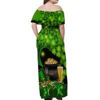 Happy St Patricks Day Off Shoulder Maxi Dress La Fheile Padraig Shamrock Style - Wonder Print Shop