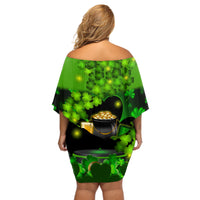 Happy St Patricks Day Off Shoulder Short Dress La Fheile Padraig Shamrock Style - Wonder Print Shop