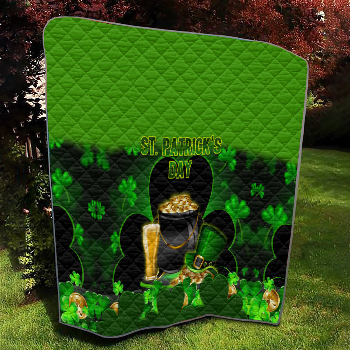 Happy St Patricks Day Quilt La Fheile Padraig Shamrock Style - Wonder Print Shop