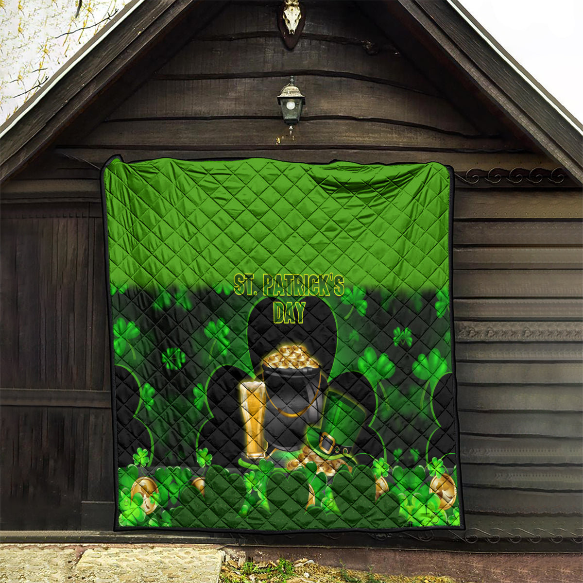 Happy St Patricks Day Quilt La Fheile Padraig Shamrock Style - Wonder Print Shop
