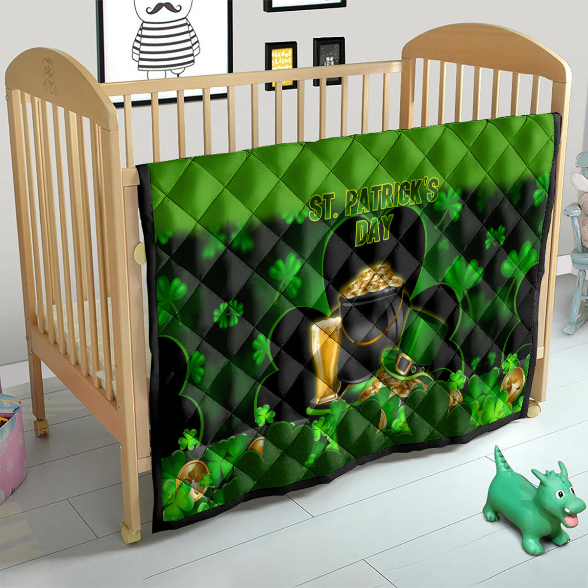 Happy St Patricks Day Quilt La Fheile Padraig Shamrock Style - Wonder Print Shop