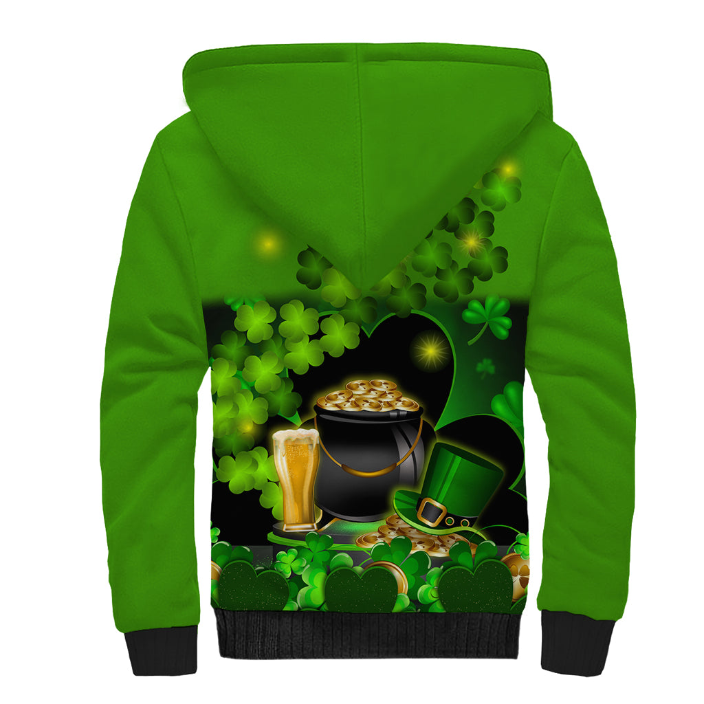 Happy St Patricks Day Sherpa Hoodie La Fheile Padraig Shamrock Style - Wonder Print Shop