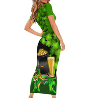 Happy St Patricks Day Short Sleeve Bodycon Dress La Fheile Padraig Shamrock Style - Wonder Print Shop