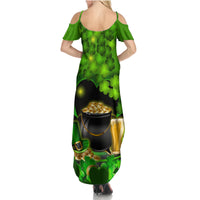 Happy St Patricks Day Summer Maxi Dress La Fheile Padraig Shamrock Style - Wonder Print Shop
