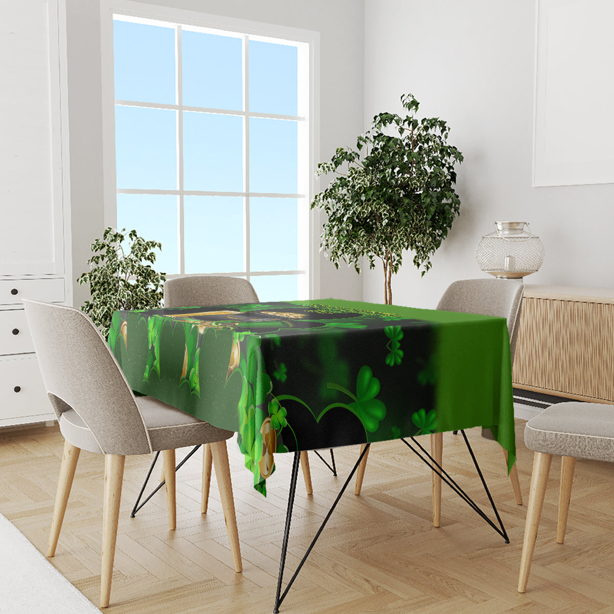 Happy St Patricks Day Tablecloth La Fheile Padraig Shamrock Style - Wonder Print Shop