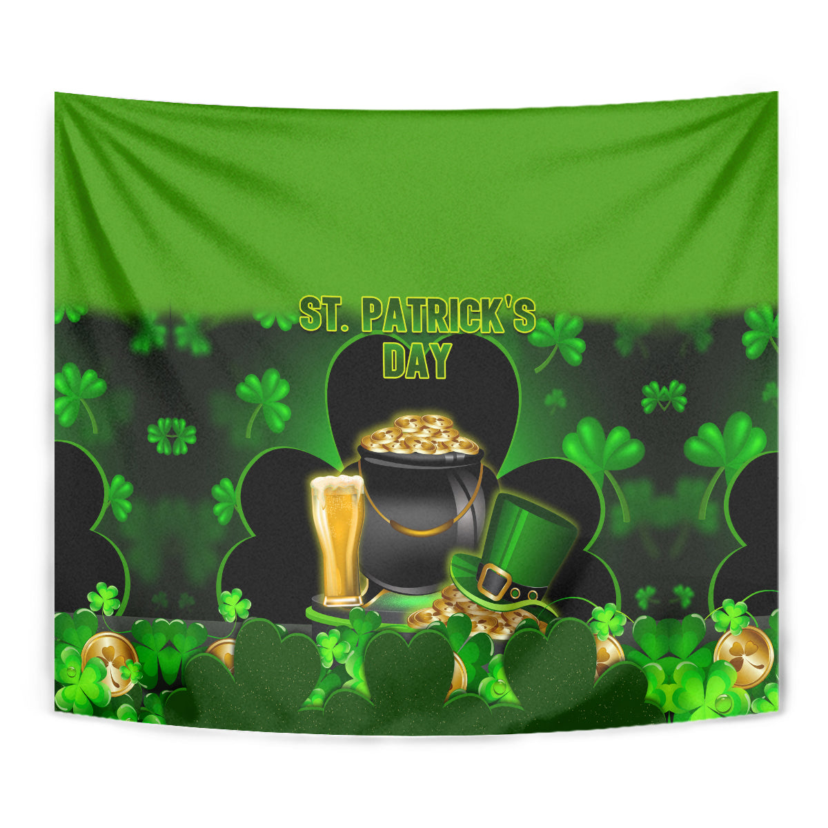 Happy St Patricks Day Tapestry La Fheile Padraig Shamrock Style - Wonder Print Shop