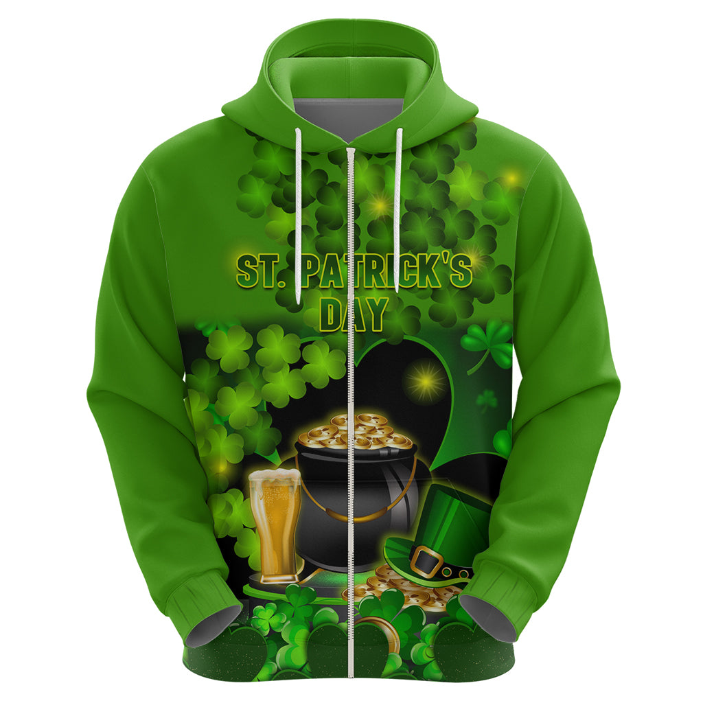 Happy St Patricks Day Zip Hoodie La Fheile Padraig Shamrock Style - Wonder Print Shop