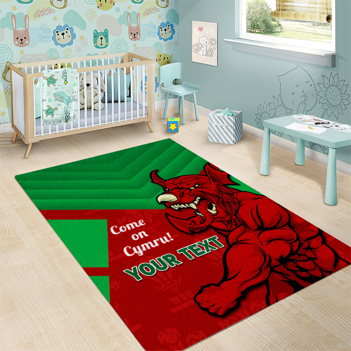 Custom Wales Rugby Area Rug 2024 Six Nations Come On Cymru Mascot Sporty - Wonder Print Shop