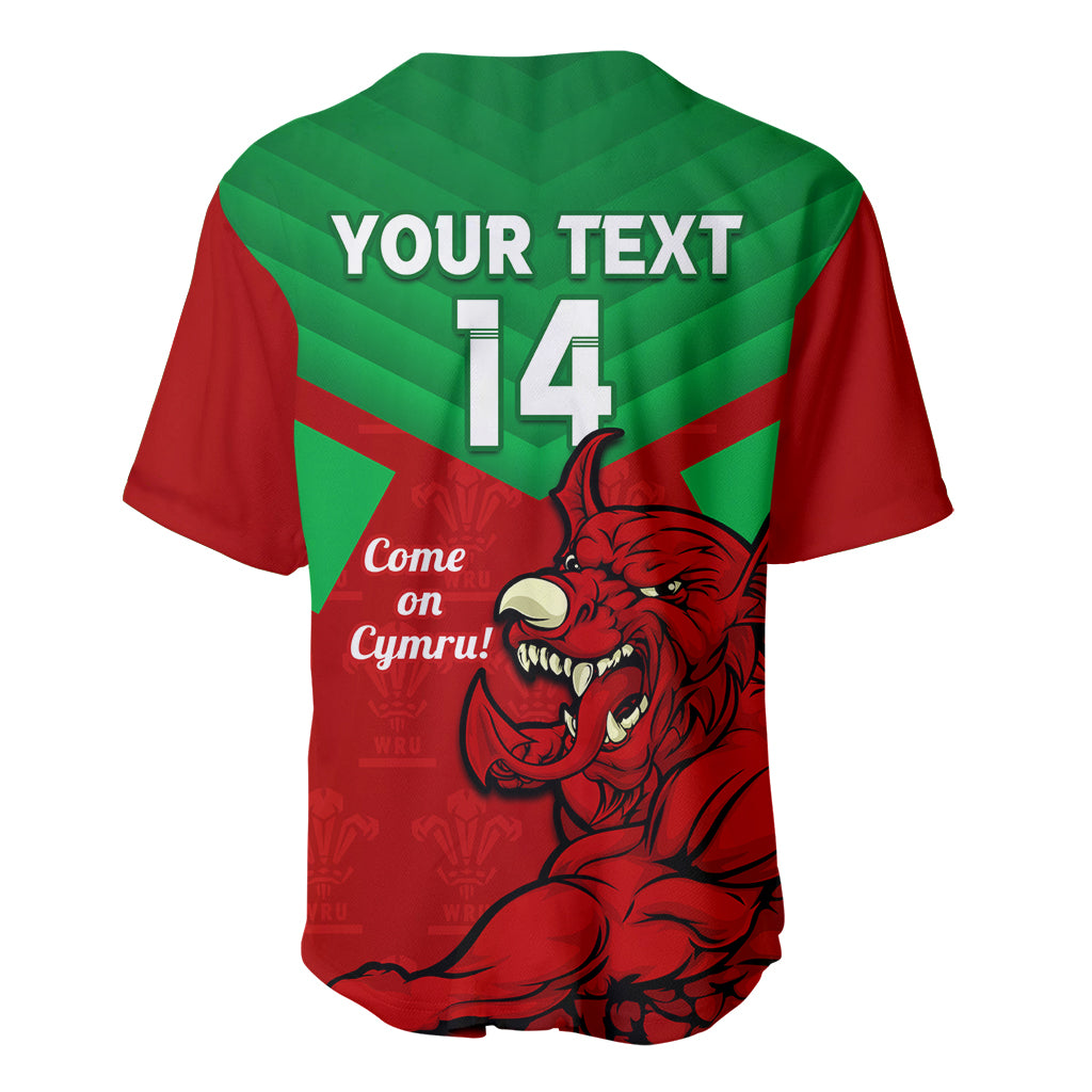 Custom Wales Rugby Baseball Jersey 2024 Six Nations Come On Cymru Mascot Sporty - Wonder Print Shop