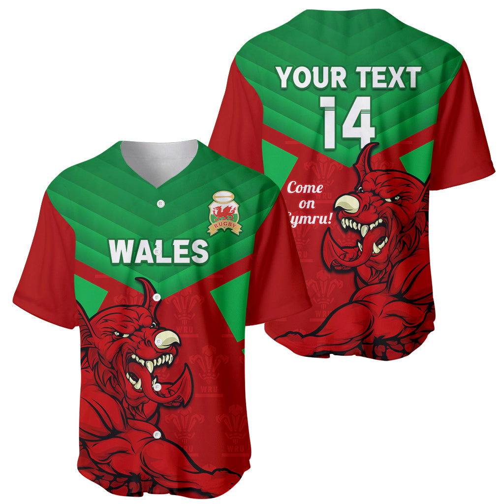 Custom Wales Rugby Baseball Jersey 2024 Six Nations Come On Cymru Mascot Sporty - Wonder Print Shop